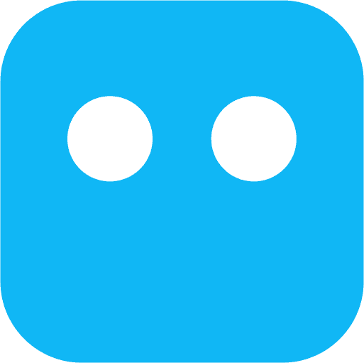 A blue square with two white dots on it.